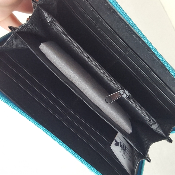 NWOT Peacock Wallet Clutch White Teal and Yellow - Picture 3 of 6